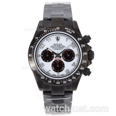 Rolex Daytona Working Chronograph Full PVD Number Markers with White Dial