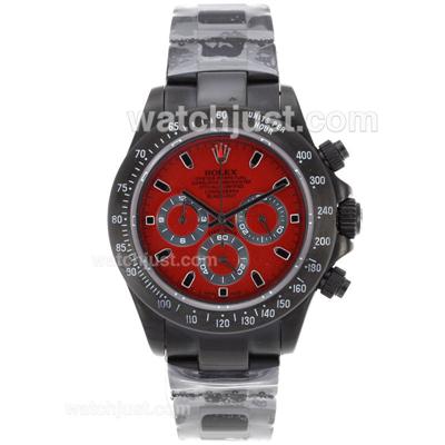 Rolex Daytona Working Chronograph Full PVD Stick Markers with Red Dial-Black Out Limited Edition