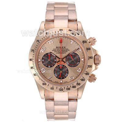 Rolex Daytona Working Chronograph Full Rose Gold Number Markers with Rose Gold Dial