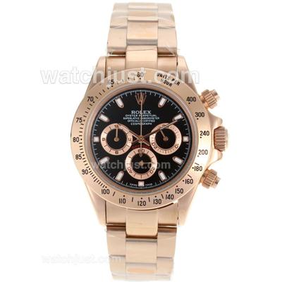 Rolex Daytona Working Chronograph Full Rose Gold Stick Markers With Black Dial
