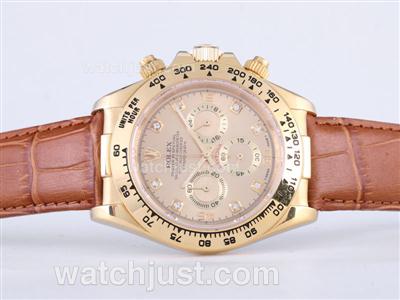 Rolex Daytona Working Chronograph Gold Case with Golden Dial-Diamond Marking Sapphire Glass