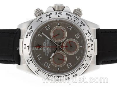 Rolex Daytona Working Chronograph Number Markers with Gray Dial-Leather Strap