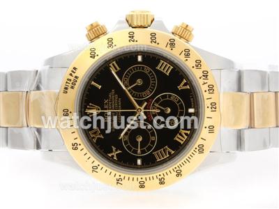 Rolex Daytona Working Chronograph Two Tone Roman Marking with Black Dial