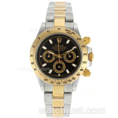 Rolex Daytona Working Chronograph Two Tone Stick Markers with Black Dial-Lady Size