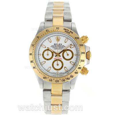 Rolex Daytona Working Chronograph Two Tone Stick Markers with White Dial-Lady Size