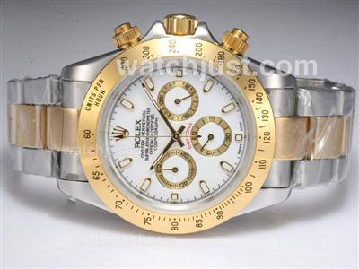Rolex Daytona Working Chronograph Two Tone with White Dial