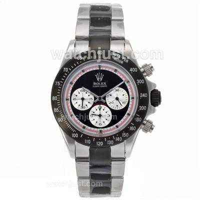 Rolex Daytona Working Chronograph with Black Dial-S/S with PVD Strap