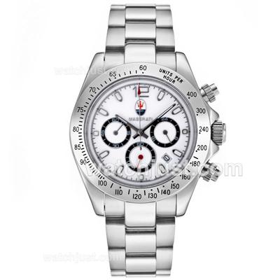 Rolex Daytona Working Chronograph with White Dial S/S-Maserati Edition