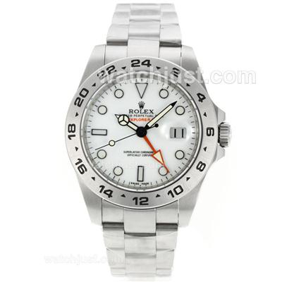 Rolex Explorer II Automatic Working GMT with White Dial S/S-Same Chassis as ETA Version