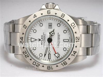 Rolex Explorer II Automatic Working GMT with White Dial Upgrade Version