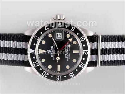 Rolex GMT-Master Automatic Working GMT Black Dial and Bezel with Nylon Strap Vintage Edition