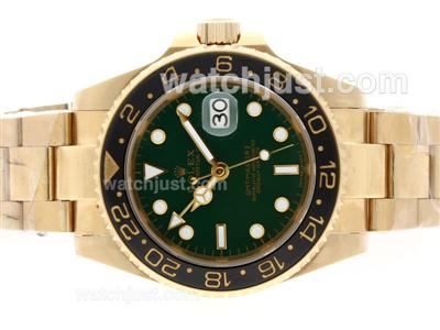 Rolex GMT-Master II Automatic 18K Full Gold Plated with Green Dial-Black Ceramic Bezel