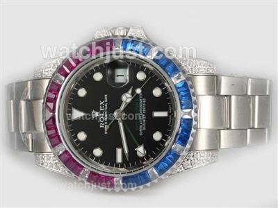 Rolex GMT-Master II Automatic CZ Diamond Bezel with Black Dial-New Version