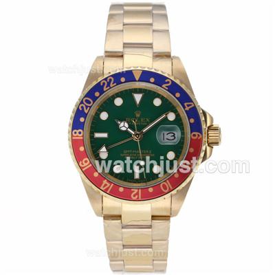 Rolex GMT-Master II Automatic Full Gold Red/Blue Bezel with Green Dial