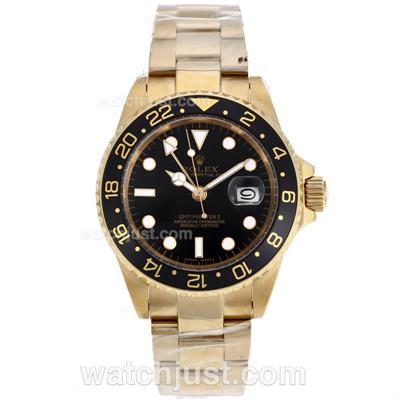 Rolex GMT-Master II Automatic Full Gold with Black Dial-New Style Oyster Bracelet-Updated