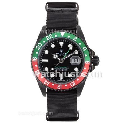 Rolex GMT-Master II Automatic PVD Case Red/Green Bezel with Nylon Strap