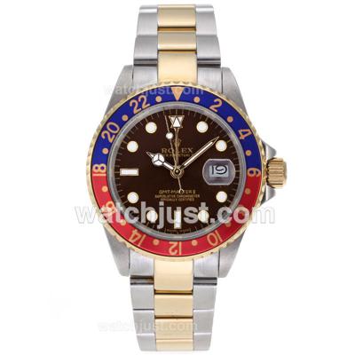 Rolex GMT-Master II Automatic Two Tone Red/Blue Bezel with Brown Dial