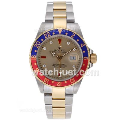 Rolex GMT-Master II Automatic Two Tone Red/Blue Bezel with Golden Dial