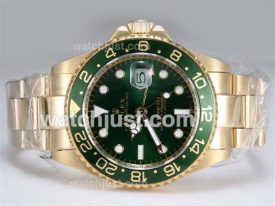 Rolex GMT-Master II Automatic Working GMT Full Gold with Green Bezel and Dial