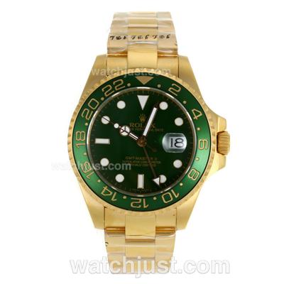 Rolex GMT-Master II Full Gold Automatic Green Ceramic Bezel with Green Dial