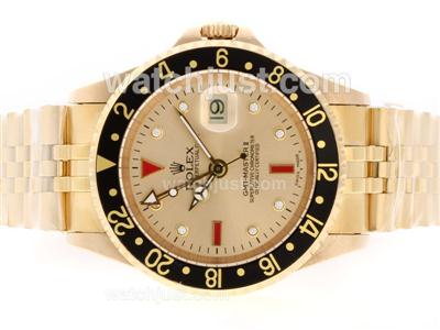 Rolex GMT-Master II Swiss ETA 2836 Movement 18K Full Gold with Golden Dial-Jubilee Bracelet