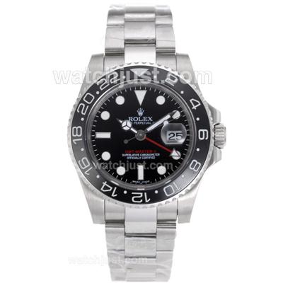 Rolex GMT-Master II Swiss ETA 2836 Movement Ceramic Bezel with Black Dial S/S