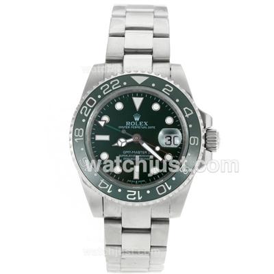 Rolex GMT-Master II Swiss ETA 2836 Movement Ceramic Bezel with Green Dial S/S-Sapphire Glass