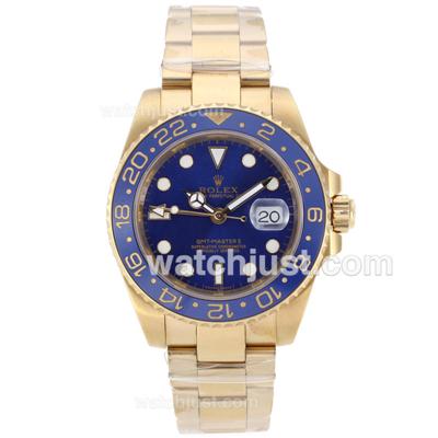 Rolex GMT-Master II Swiss ETA 2836 Movement Full Gold with Blue Dial-Ceramic Bezel