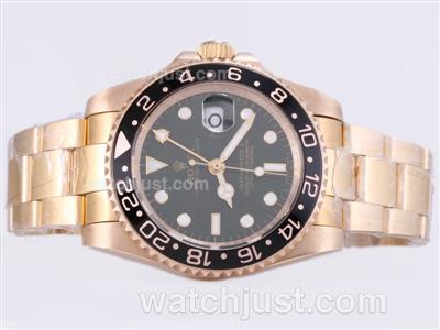 Rolex GMT-Master II Swiss ETA 2836 Movement Full Gold with Green Dial-Black Ceramic Bezel