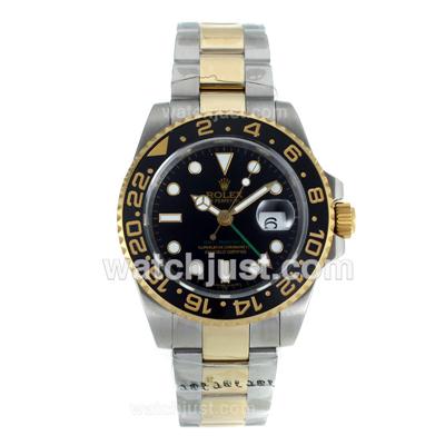 Rolex GMT-Master II Swiss ETA 2836 Movement Two Tone with Black Dial and Bezel