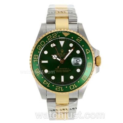 Rolex GMT-Master II Two Tone Automatic Green Ceramic Bezel with Green Dial