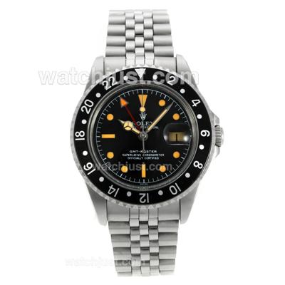 Rolex GMT-Master Swiss ETA 2836 Movement Vintage Edition with Black Dial and Bezel-Orange Marking