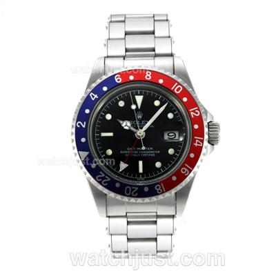 Rolex GMT-Master Swiss ETA 2836 Movement Vintage Edition with Black Dial S/S-Rivet Strap