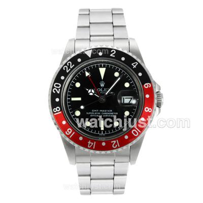 Rolex GMT-Master Swiss ETA 2836 Movement with Black Dial S/S-Vintage Edition