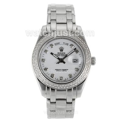 Rolex Masterpiece Automatic Diamond Bezel and Markers with White Dial-Sapphire Glass