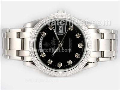 Rolex Masterpiece Automatic Diamond Bezel and Marking with Black Dial
