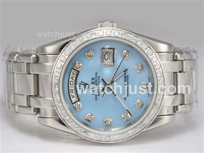 Rolex Masterpiece Automatic Diamond Bezel and Marking with Blue Dial