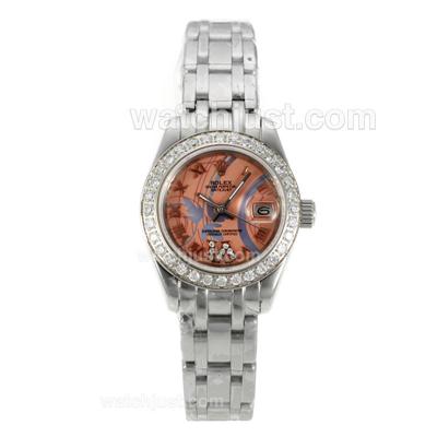 Rolex Masterpiece Automatic Diamond Bezel with Pink Dial S/S-Sapphire Glass