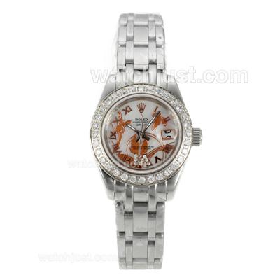 Rolex Masterpiece Automatic Diamond Bezel with White MOP Dial S/S-Flowers Illustration