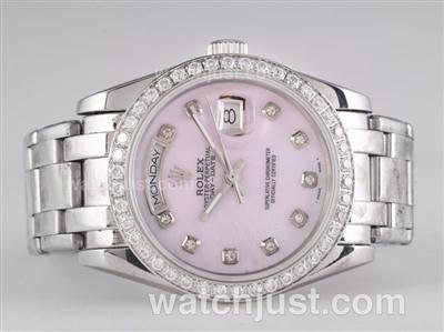 Rolex Masterpiece Automatic Diamond Marking and Bezel with Pink Dial