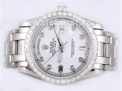 Rolex Masterpiece Automatic Diamond Marking and Bezel with White Dial