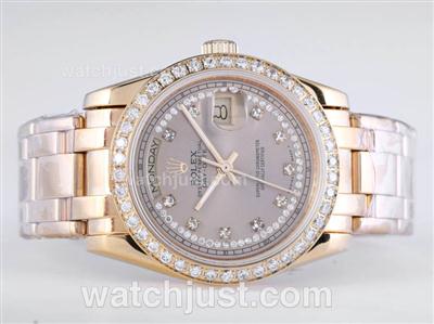 Rolex Masterpiece Automatic Full Gold Diamond Marking and Bezel with Golden Dial