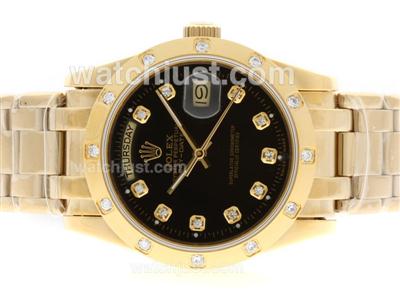 Rolex Masterpiece Automatic Full Gold Diamond Marking with Black Dial
