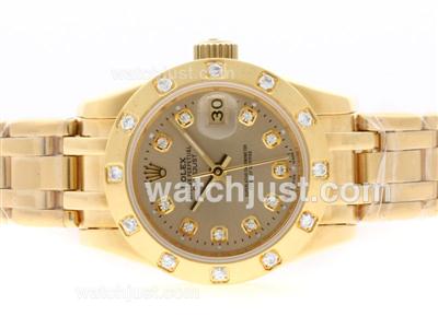 Rolex Masterpiece Automatic Full Gold Diamond Marking with Golden Dial