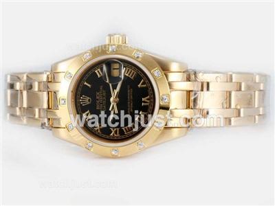 Rolex Masterpiece Automatic Full Gold with Black Dial-Roman Marking