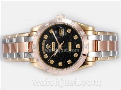 Rolex Masterpiece Automatic Three Tone Diamond Marking with Black Computer Dial