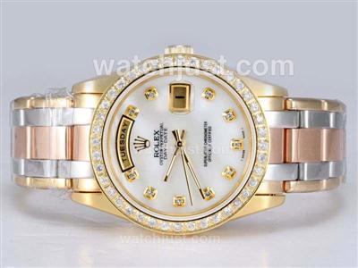 Rolex Masterpiece Automatic Three Tone with Diamond Bezel and Marking--MOP Dial