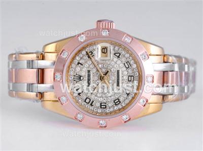 Rolex Masterpiece Automatic Three Tone with Diamond Dial-Number Marking