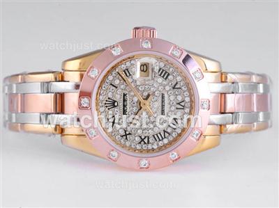 Rolex Masterpiece Automatic Three Tone with Diamond Dial-Roman Marking