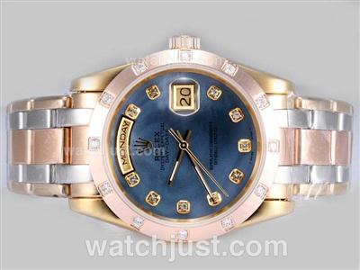 Rolex Masterpiece Automatic Three Tone with Diamond Marking-Blue Dial